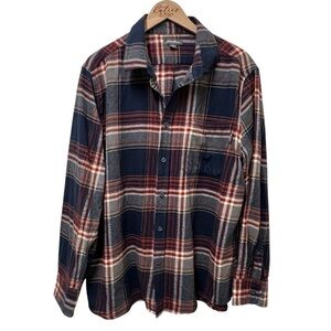 Eddie Bauer Men’s Navy Plaid Flannel Shirt Size XL